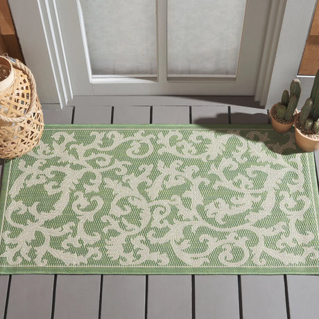 Safavieh Courtyard 2'-0" x 3'-7" Rug in Olive / Natural