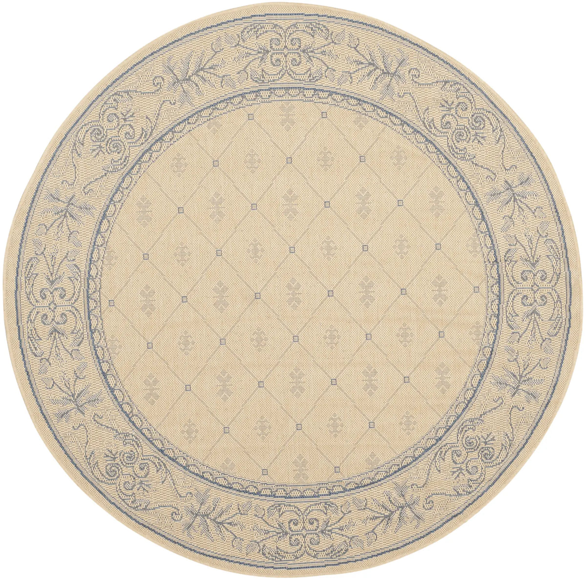 Safavieh Courtyard 5'-3" x 5'-3" Rug in Natural / Blue