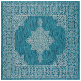 Safavieh Courtyard 6'-7" x 6'-7" Rug in Teal / Ivory