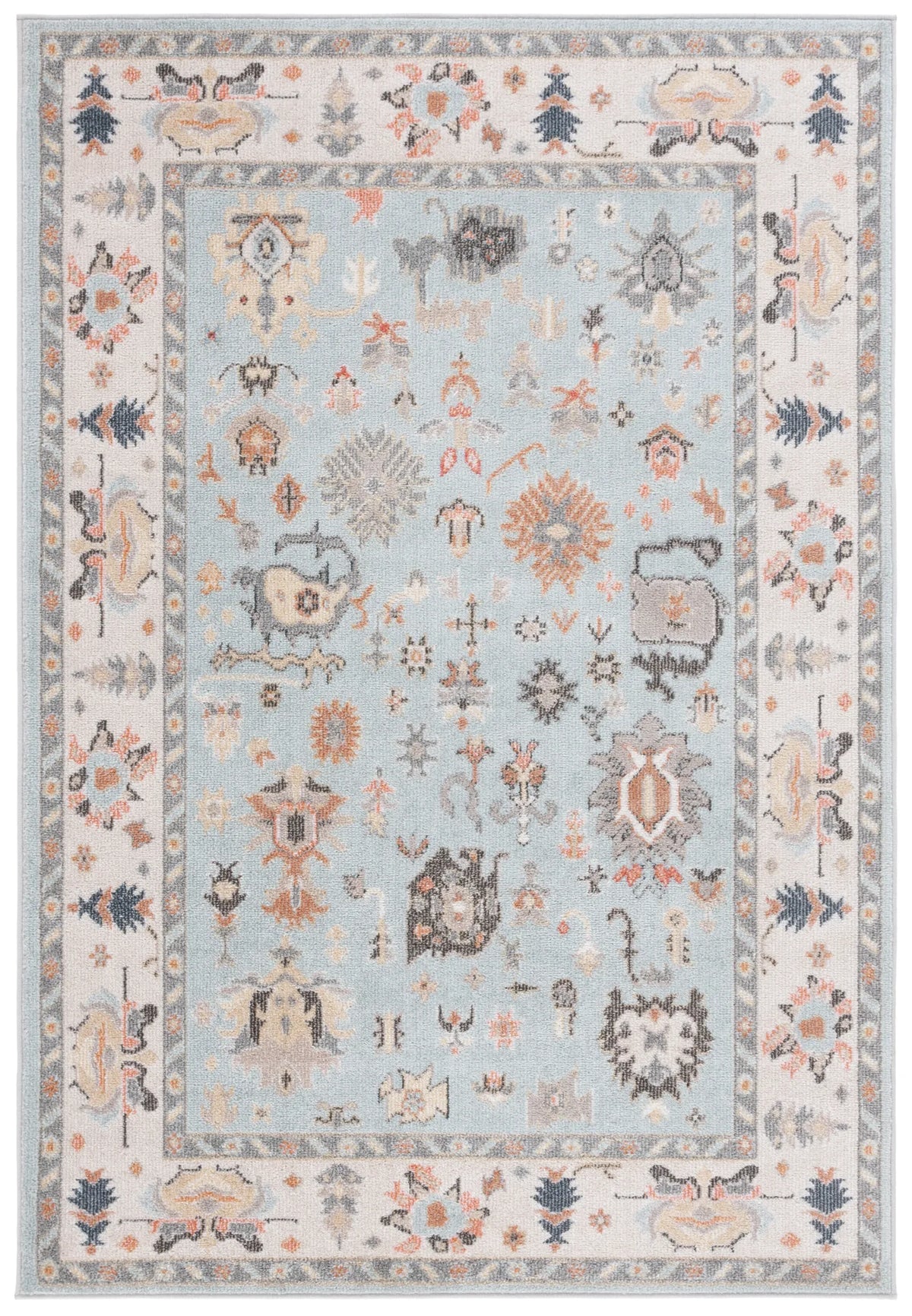 Safavieh Phoenix 500 4'-5" x 6'-5" Rug in Light Blue / Ivory Grey