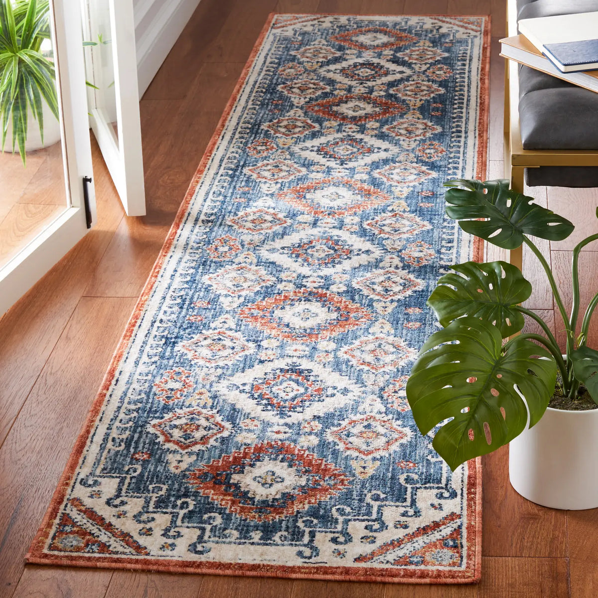 Safavieh Olympia 2'-3" x 9'-0" Rug in Blue / Ivory