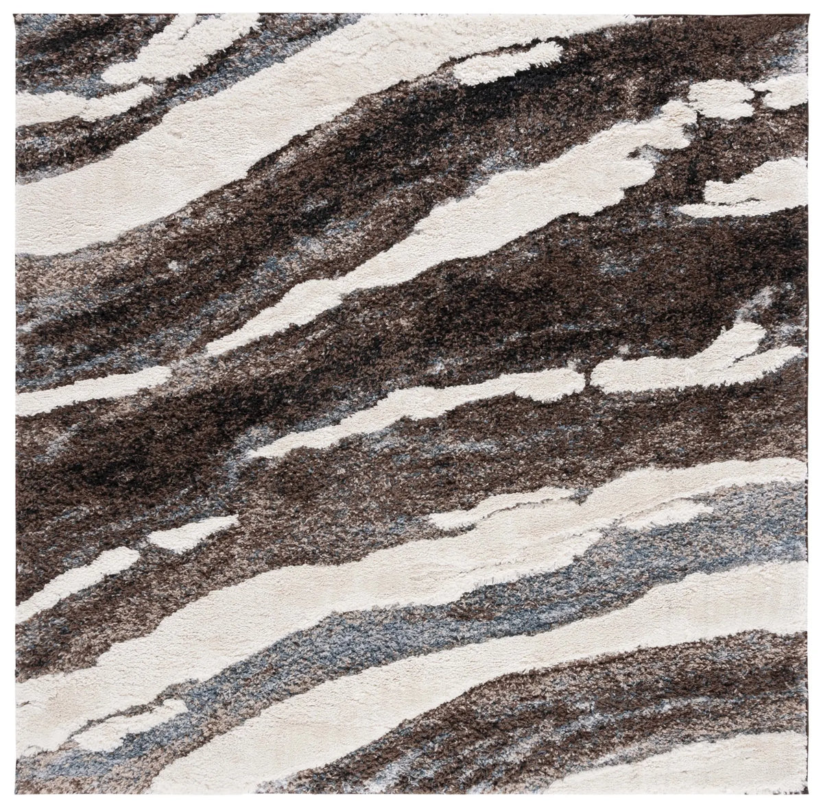 Safavieh Hi-Lo Shag 6'-7" x 6'-7" Rug in Brown / Beige Blue