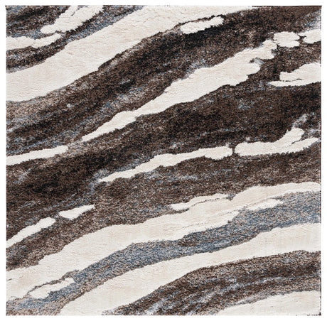 Safavieh Hi-Lo Shag 6'-7" x 6'-7" Rug in Brown / Beige Blue