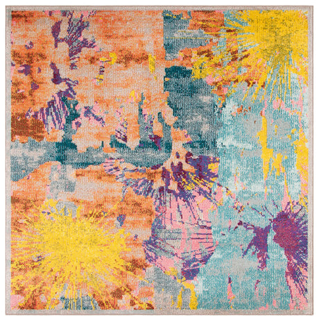 Safavieh Madison 200 6'-7" x 6'-7" Rug in Blue / Orange