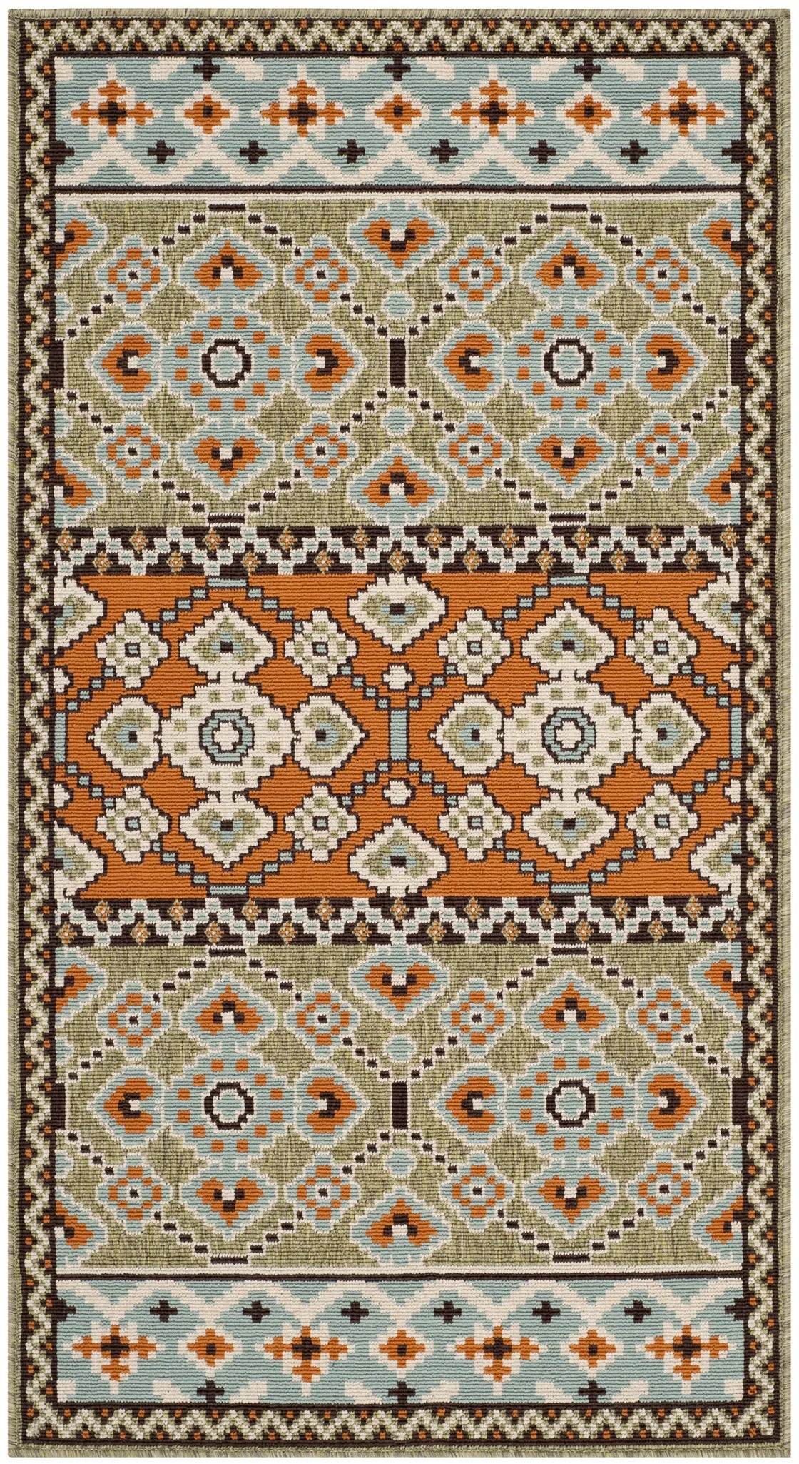 Safavieh Veranda 2'-7" x 5'-0" Rug in Green / Terracotta