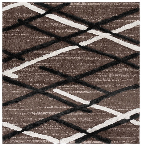 Safavieh Hi-Lo Shag 6'-7" x 6'-7" Rug in Brown / Ivory Charcoal