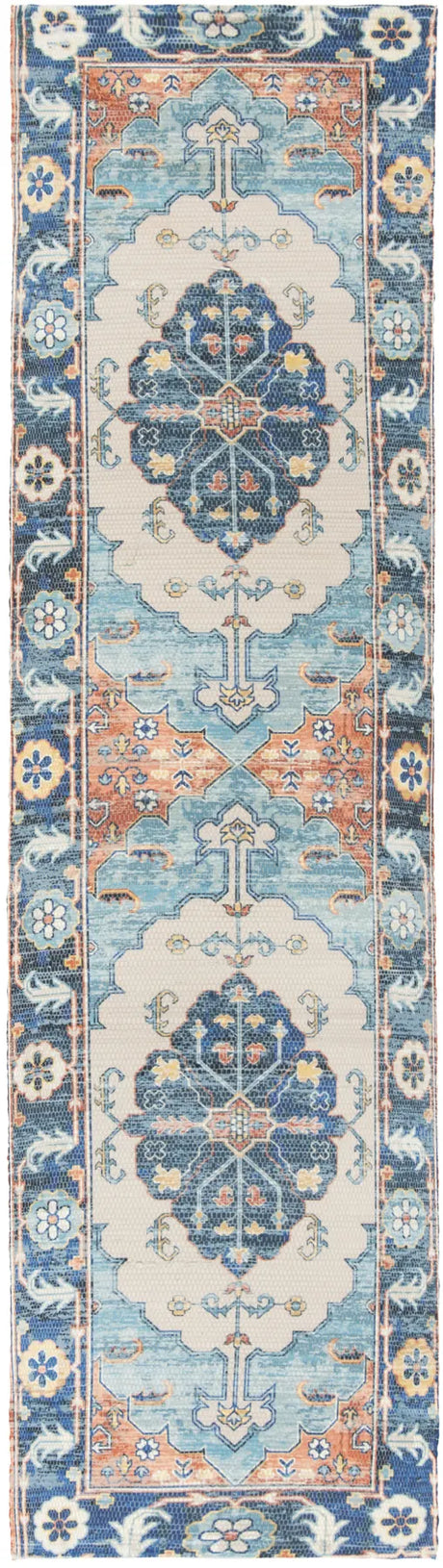 Safavieh Saffron 2'-3" x 6'-0" Rug in Blue / Coral
