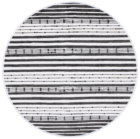 Safavieh Striped Kilim 6'-0" x 6'-0" Rug in Black / Ivory
