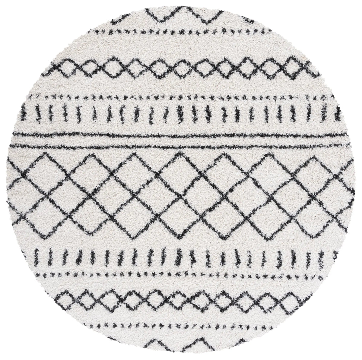 Safavieh Arizona Shag 5'-1" x 5'-1" Rug in Ivory / Black