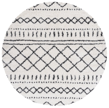 Safavieh Arizona Shag 5'-1" x 5'-1" Rug in Ivory / Black