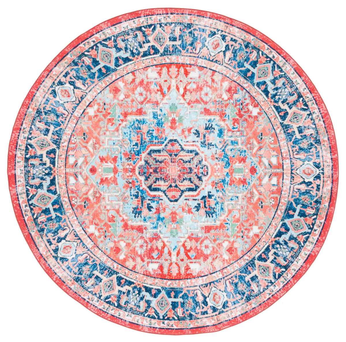Safavieh Riviera 6'-7" x 6'-7" Rug in Navy / Red