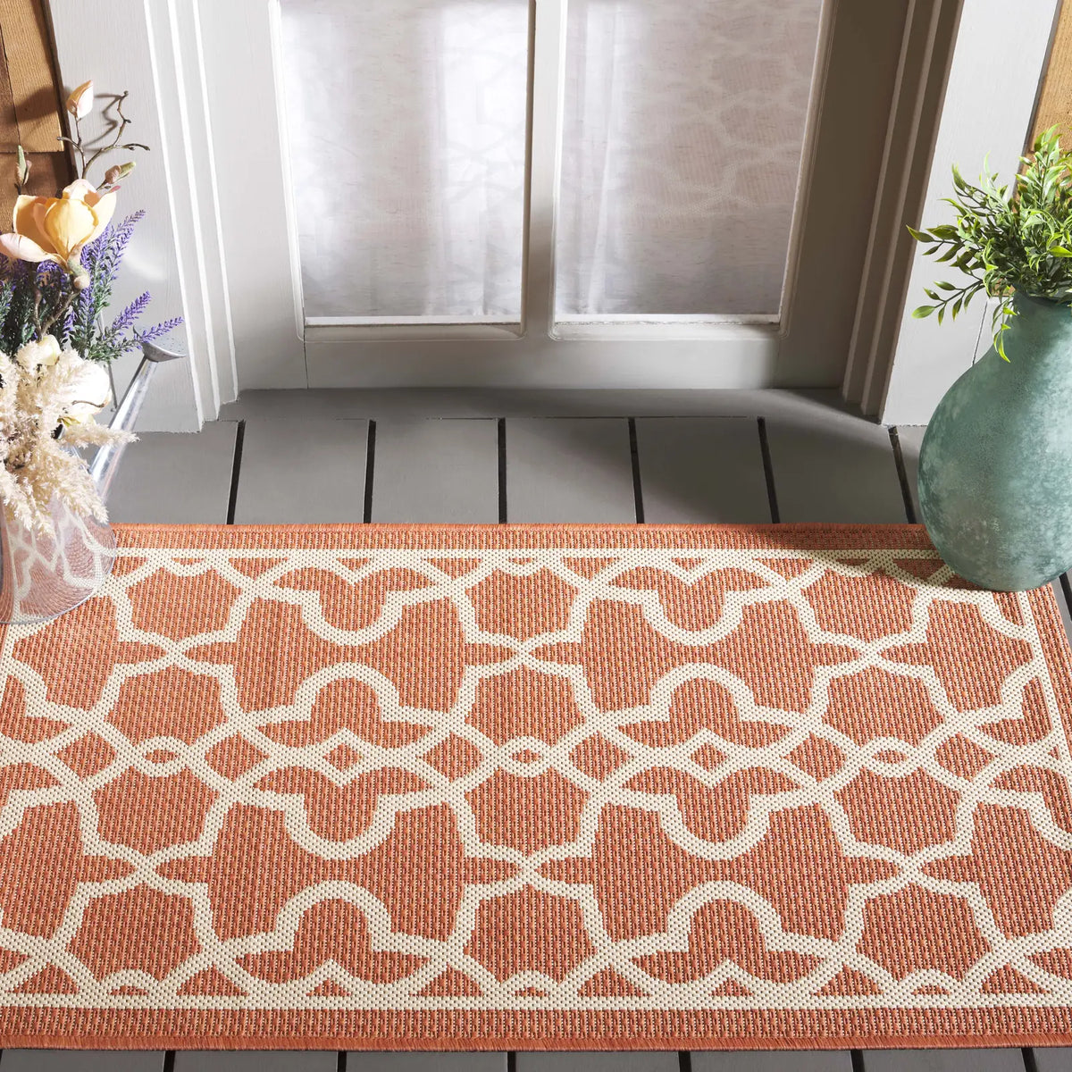 Safavieh Courtyard 2'-0" x 3'-7" Rug in Terracotta / Beige