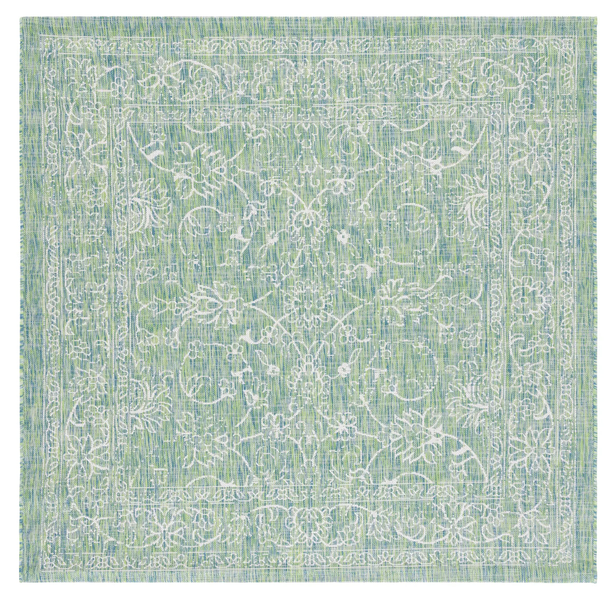 Safavieh Courtyard 6'-7" x 6'-7" Rug in Green / Ivory