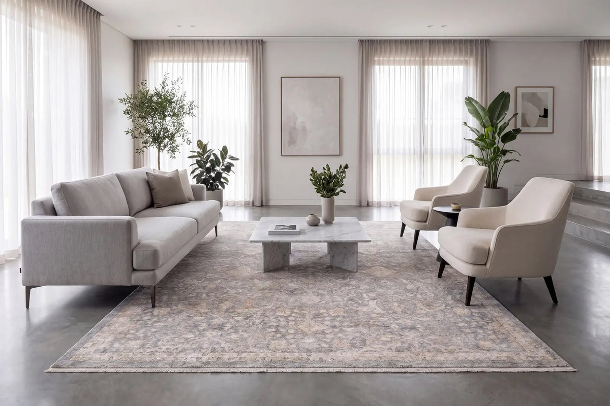 Dynamic Rugs Octo 6907 Power Loomed Traditional Grey/Beige Rug - Room