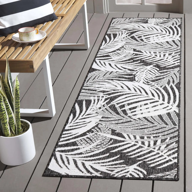 Safavieh Beach House 2'-2" x 10'-0" Rug in Charcoal / Ivory