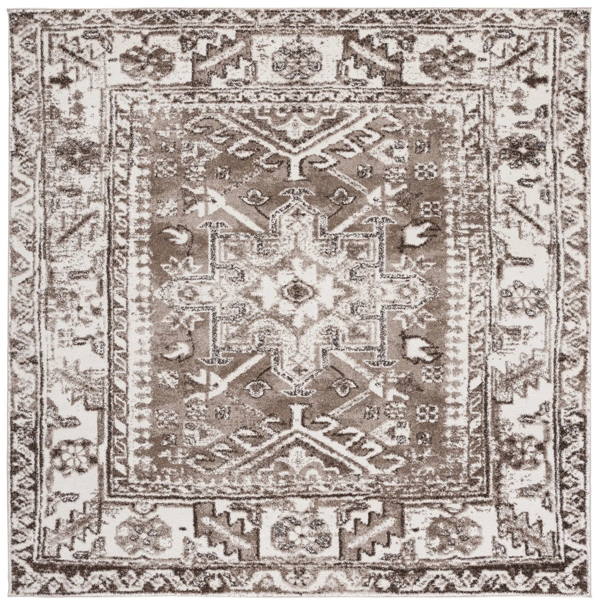 Safavieh Vintage Hamadan 6'-7" x 6'-7" Rug in Brown / Ivory
