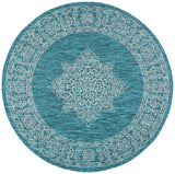 Safavieh Courtyard 6'-7" x 6'-7" Rug in Teal / Ivory