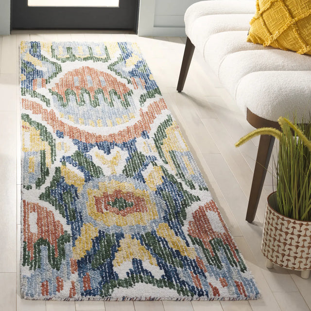 Safavieh Ikat 2'-3" x 8'-0" Rug in Green / Rust