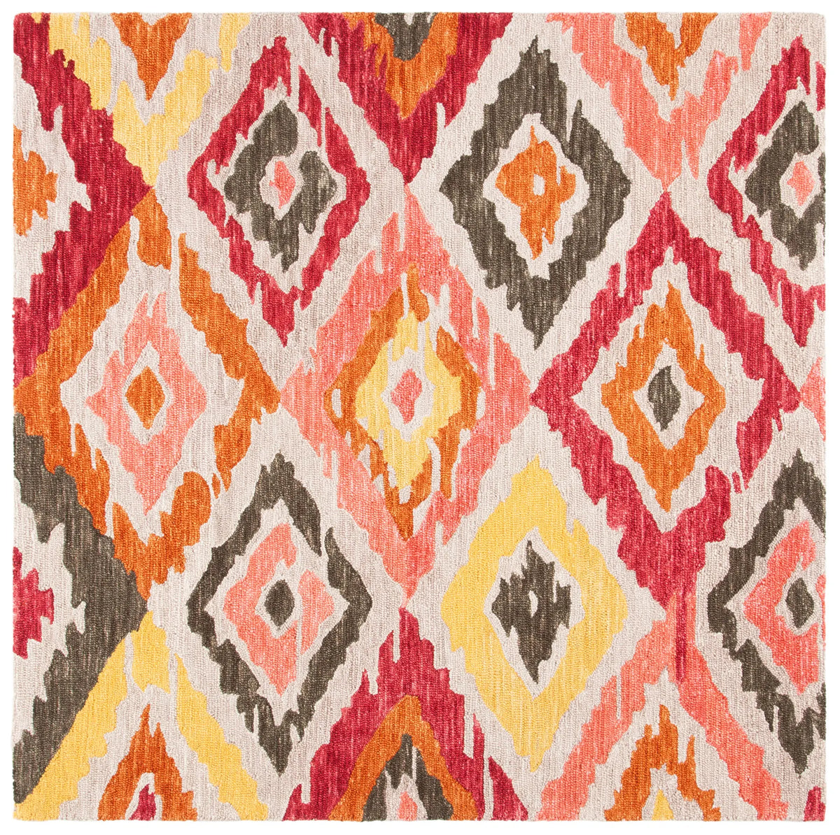 Safavieh Ikat 6'-0" x 6'-0" Rug in Beige / Pink