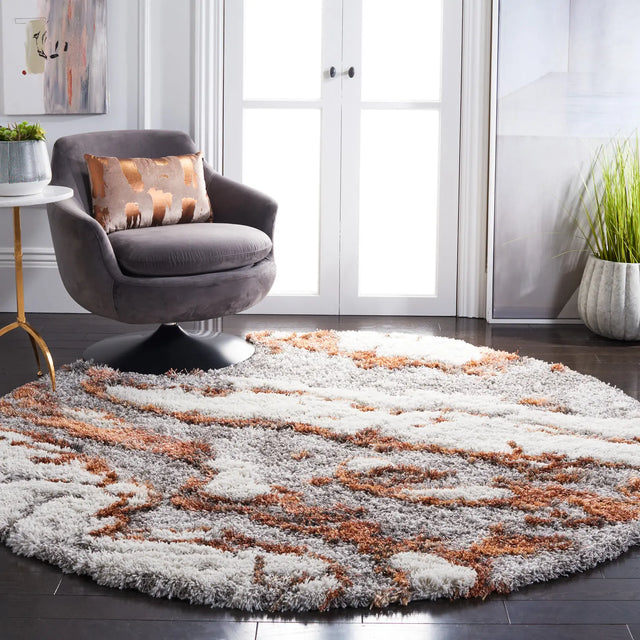 Safavieh Horizon Shag 800 10'-0" x 10'-0" Rug in Grey / Rust