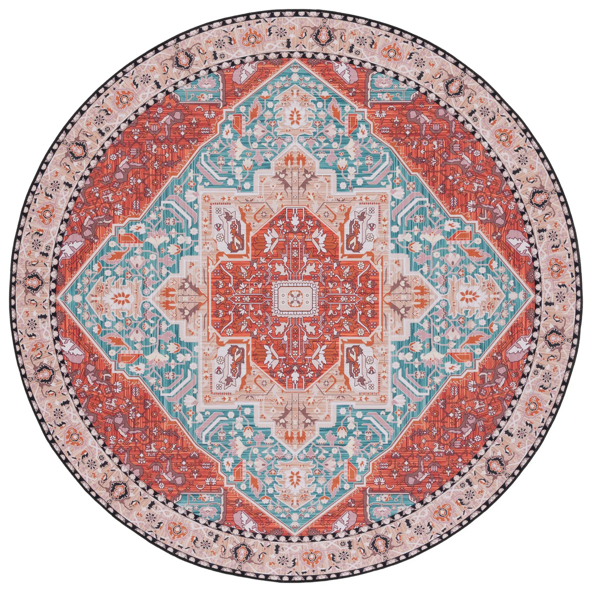 Safavieh Tucson 6'-0" x 6'-0" Rug in Aqua / Rust