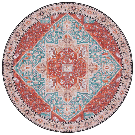 Safavieh Tucson 6'-0" x 6'-0" Rug in Aqua / Rust