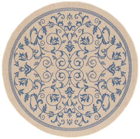 Safavieh Courtyard 5'-3" x 5'-3" Rug in Natural / Blue