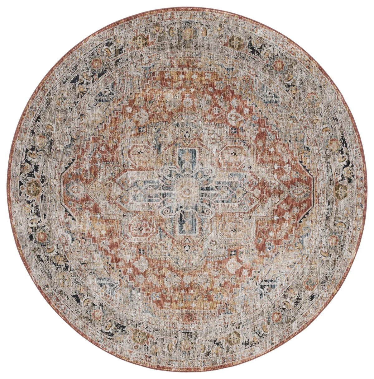 Safavieh Silverado 6'-4" x 6'-4" Rug in Rust / Blue