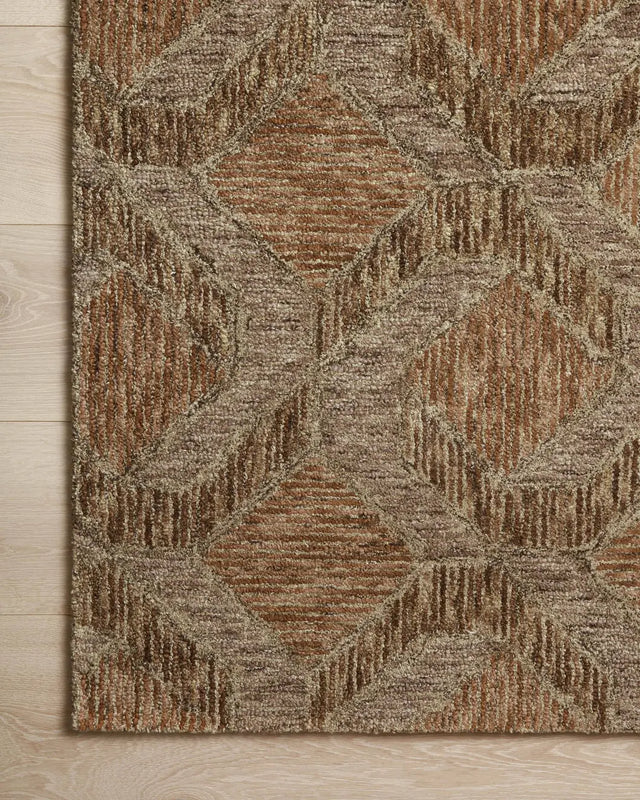Loloi Varena Var-03 Rust/Bark Rug - corner on wood