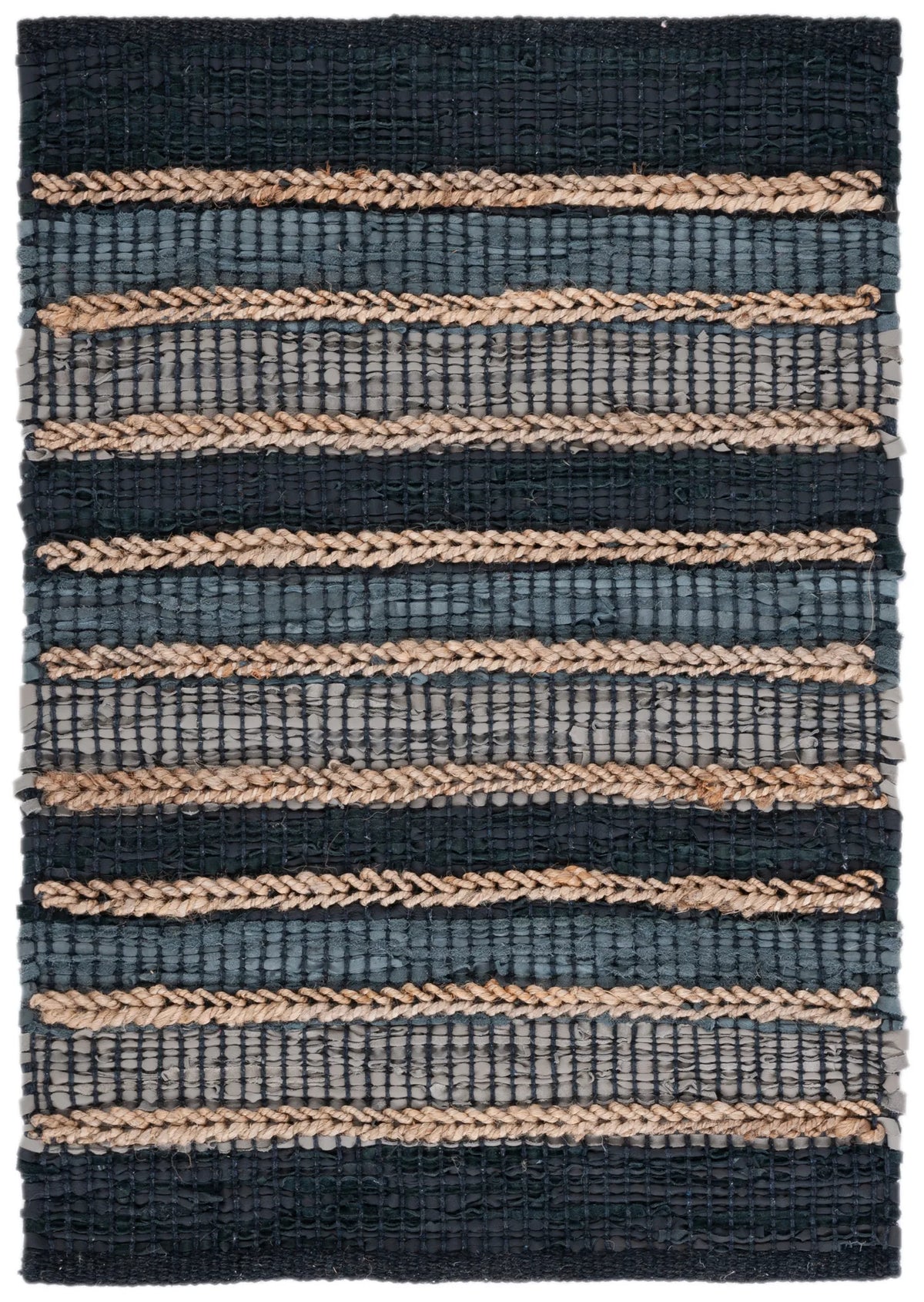Safavieh Vintage Leather 2'-0" x 3'-0" Rug in Black / Natural