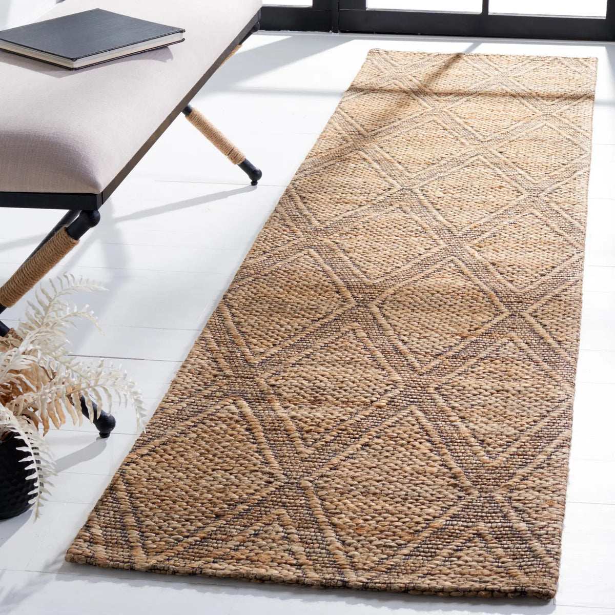 Safavieh Natural Fiber 2'-3" x 9'-0" Rug in Natural / Black