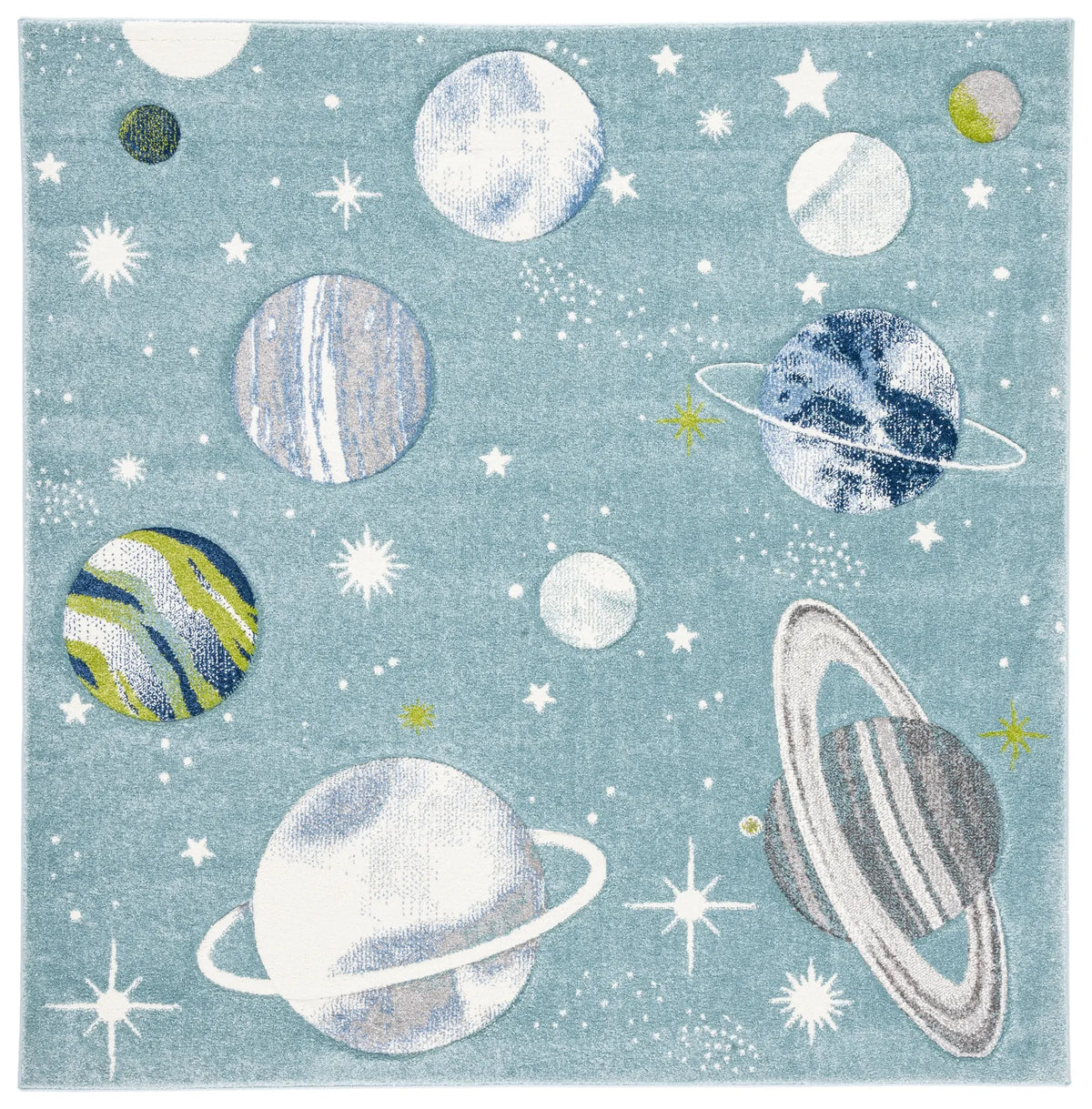 Safavieh Carousel Kids 100 5'-3" x 5'-3" Rug in Teal / Ivory