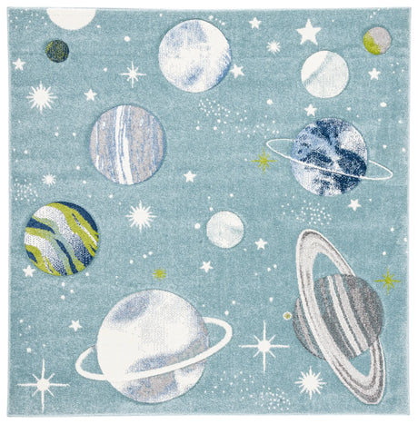 Safavieh Carousel Kids 100 5'-3" x 5'-3" Rug in Teal / Ivory