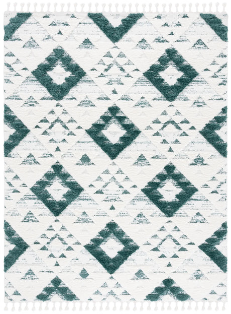 Safavieh Moroccan Tassel Shag 10'-0" x 14'-0" Rug in Green / Ivory