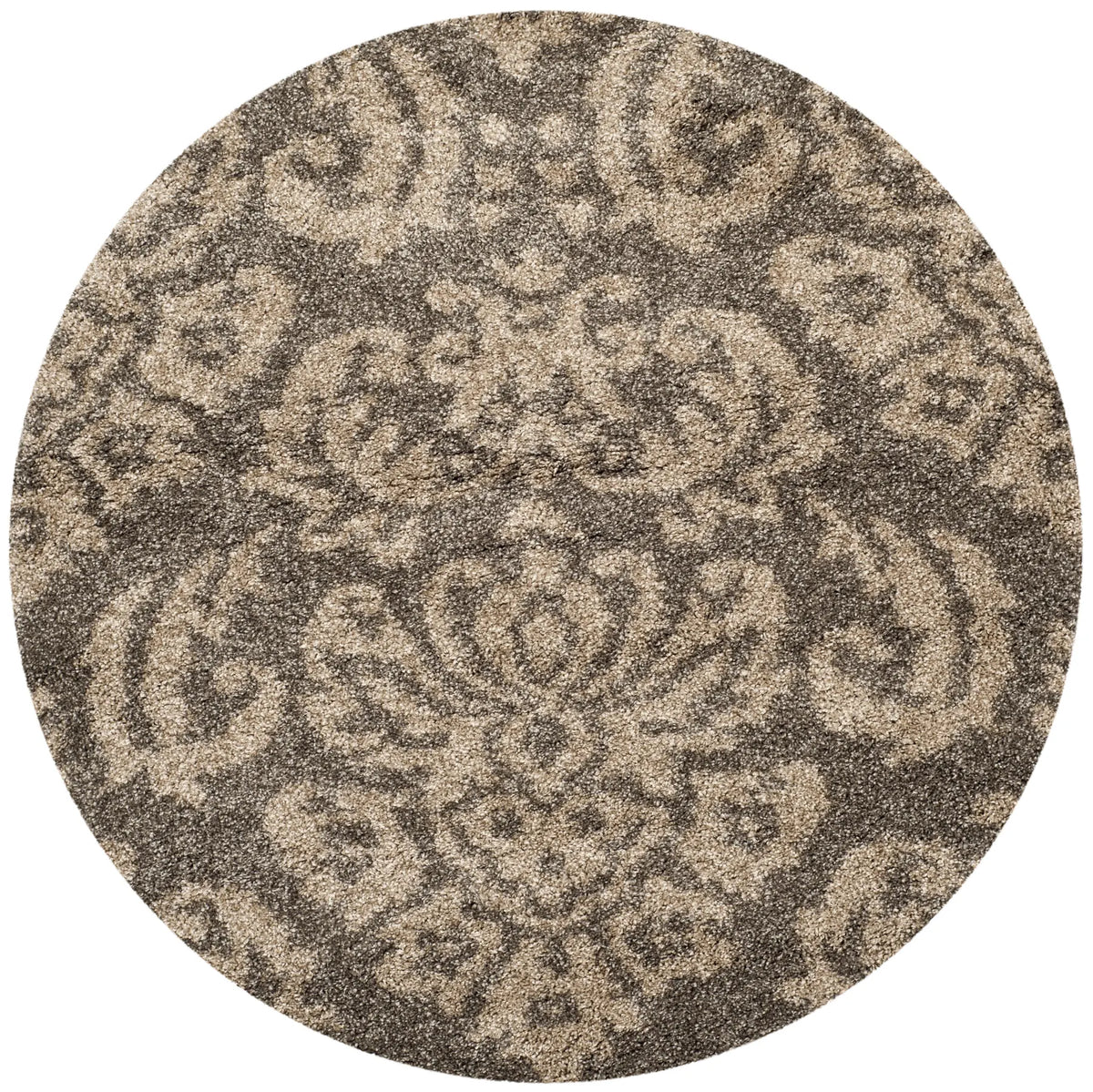 Safavieh Florida Shag 4'-0" x 4'-0" Rug in Smoke / Beige