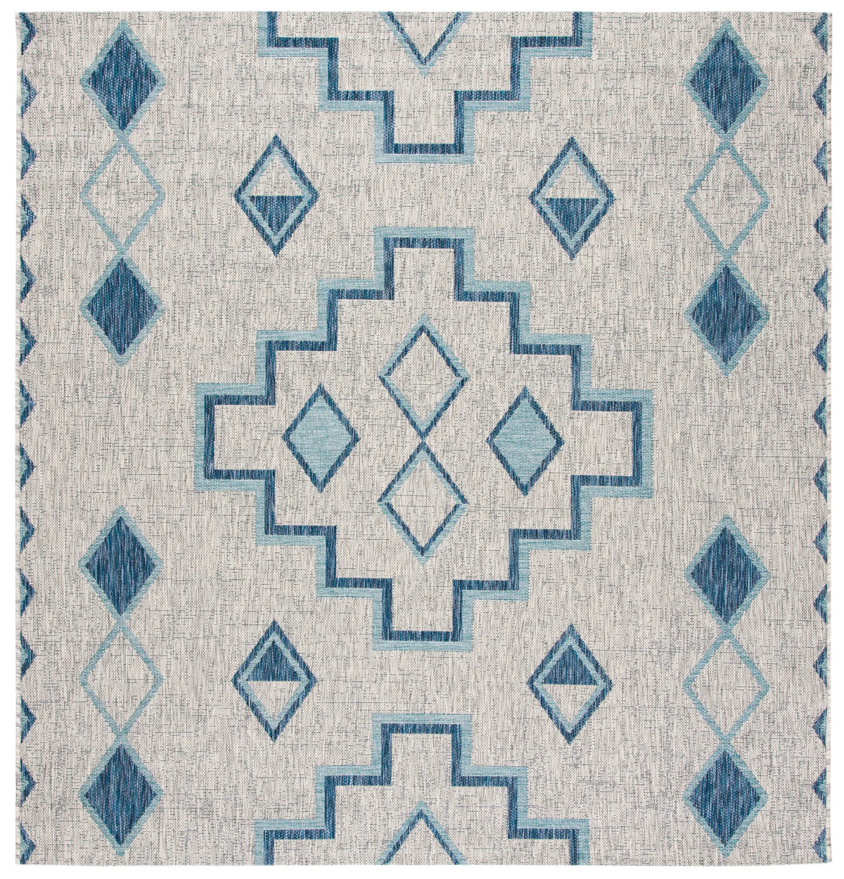 Safavieh Courtyard 6'-7" x 6'-7" Rug in Grey / Aqua