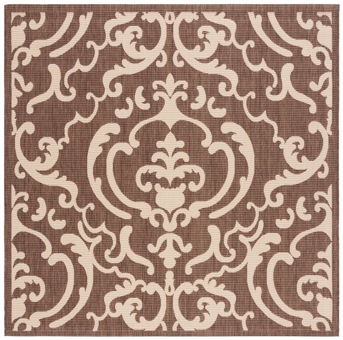 Safavieh Courtyard 6'-7" x 6'-7" Rug in Chocolate / Natural