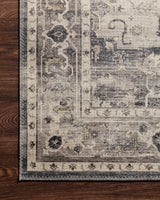 Loloi Hathaway Hth-05 Steel/Ivory Rugs - corner on wood