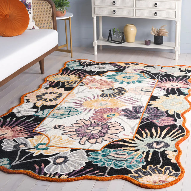 Safavieh Jardin 4'-0" x 6'-0" Rug in Black / Ivory