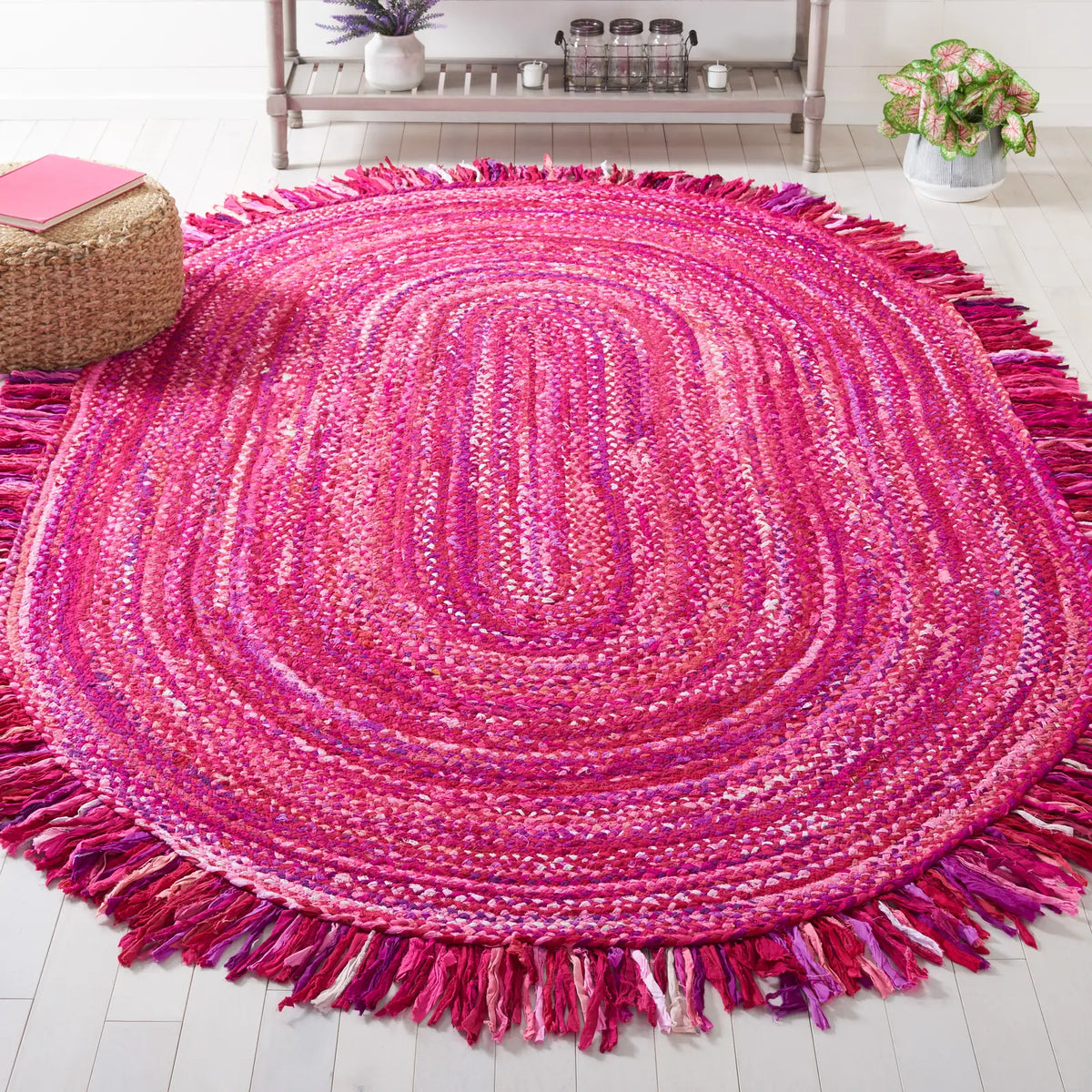 Safavieh Braided 5'-0" x 8'-0" Rug in Pink / Fuchsia