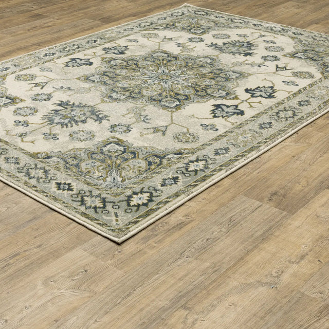 Oriental Weavers Sphinx Branson Br04B Ivory/ Blue Rugs - angle detail