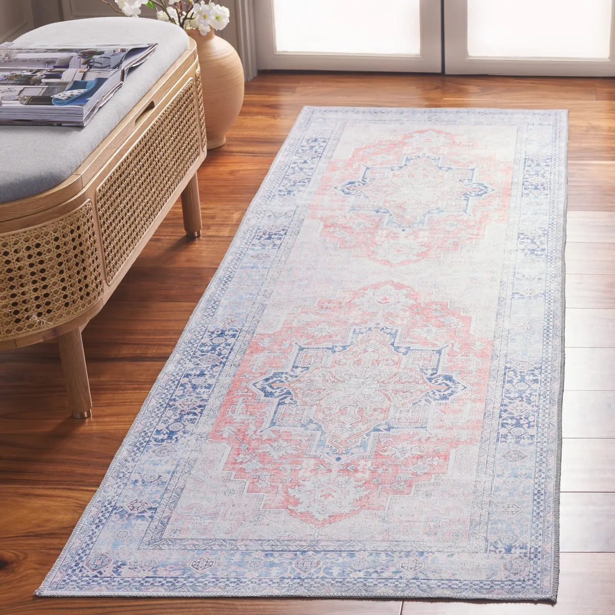 Safavieh Arizona 2'-6" x 8'-0" Rug in Rust / Navy