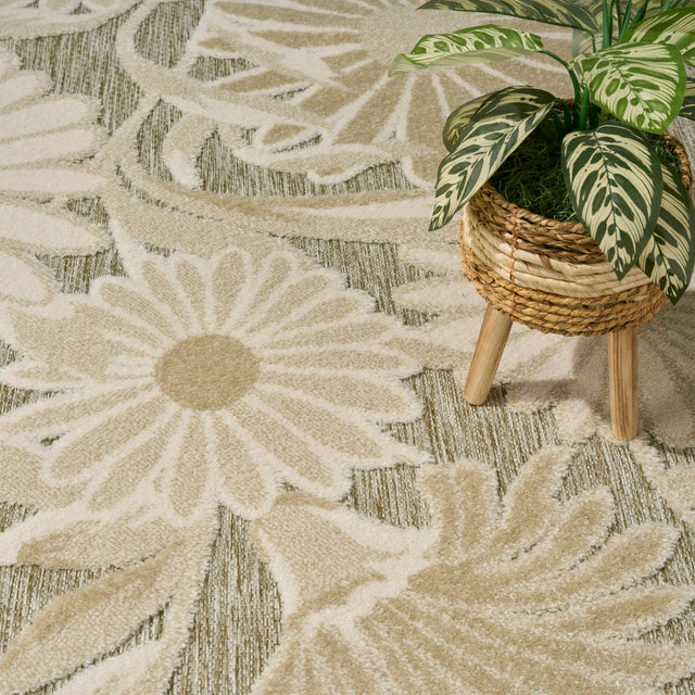Nourison Aloha ALH33 Machine Made Ivory, Sage Rug