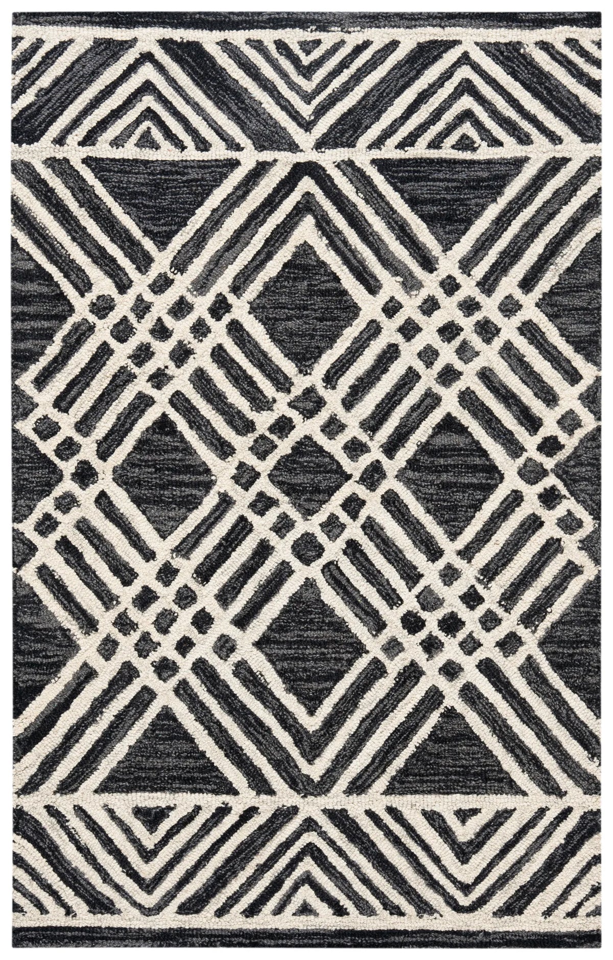 Safavieh Micro-Loop 2'-0" x 3'-0" Rug in Charcoal / Ivory