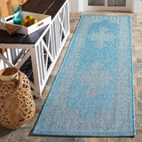 Safavieh Courtyard 2'-3" x 8'-0" Rug in Aqua / Grey