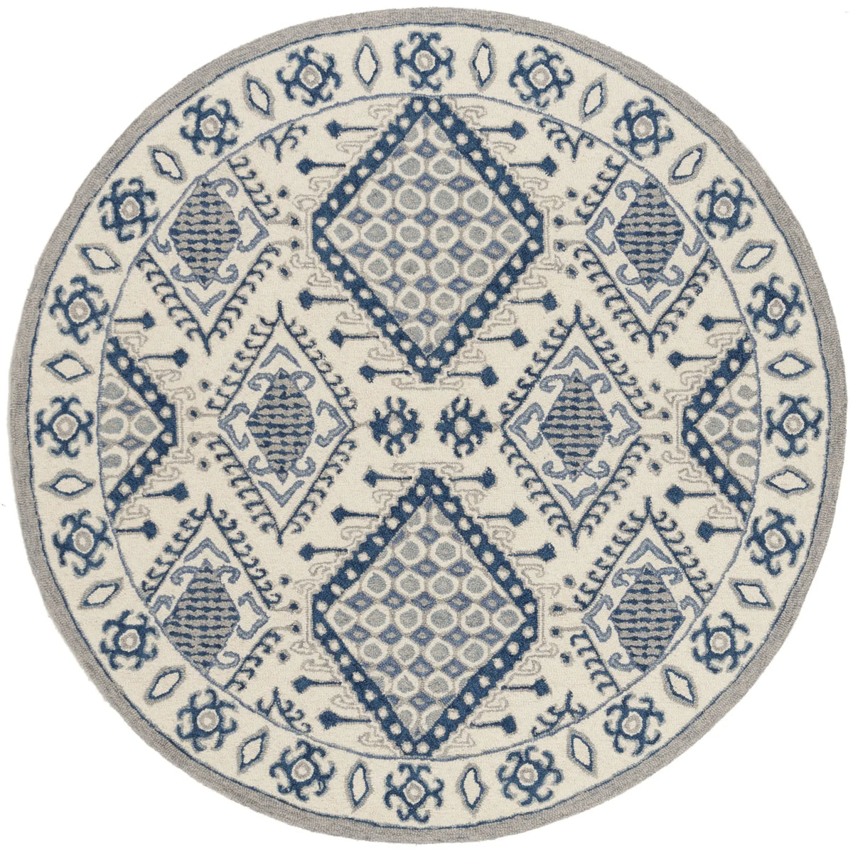Safavieh Micro-Loop 5'-0" x 5'-0" Rug in Ivory / Blue