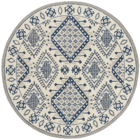 Safavieh Micro-Loop 5'-0" x 5'-0" Rug in Ivory / Blue