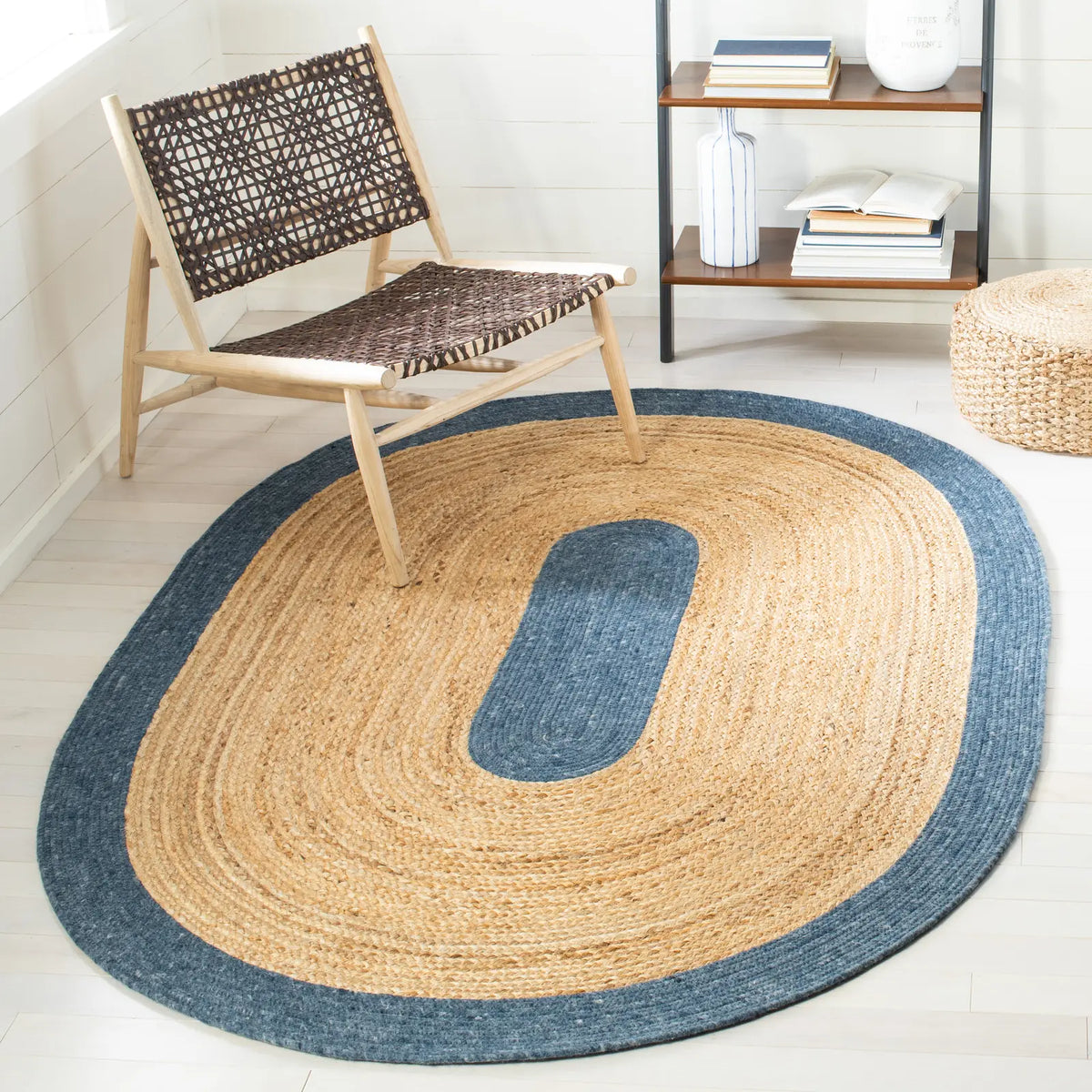 Safavieh Braided 5'-0" x 7'-0" Rug in Navy / Natural