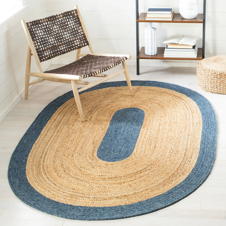 Safavieh Braided 5'-0" x 7'-0" Rug in Navy / Natural