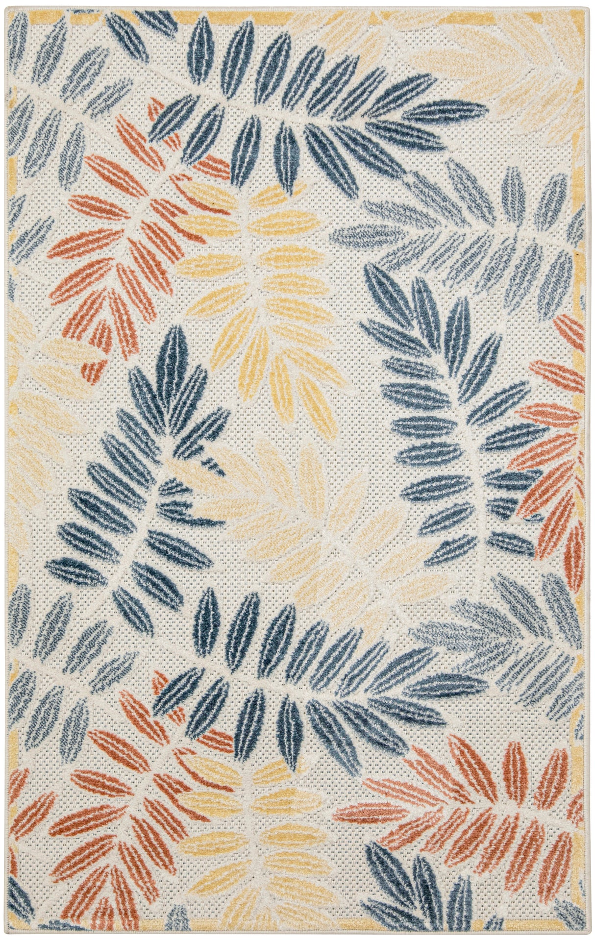 Nourison Aloha ALH18 Machine Made Ivory, Blue Rug